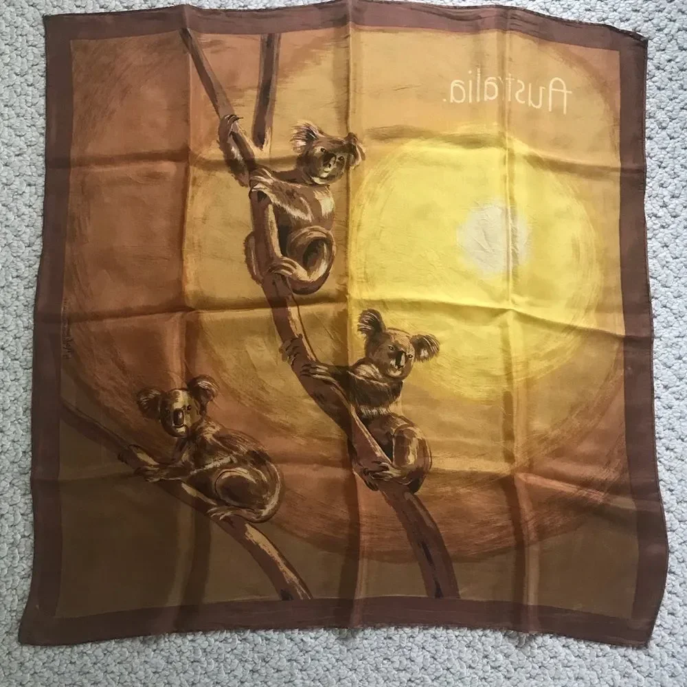 Australia Koala Bear Silk Scarf VTG
